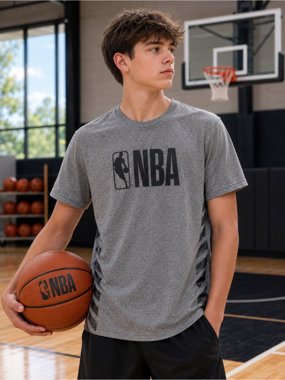 NBA  Gray Short-Sleeve Performance T-Shirt